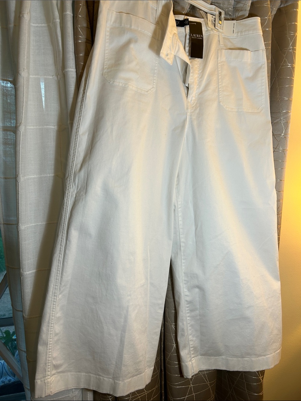 Lauren Ralph Lauren White Wide-Leg Cropped Trousers